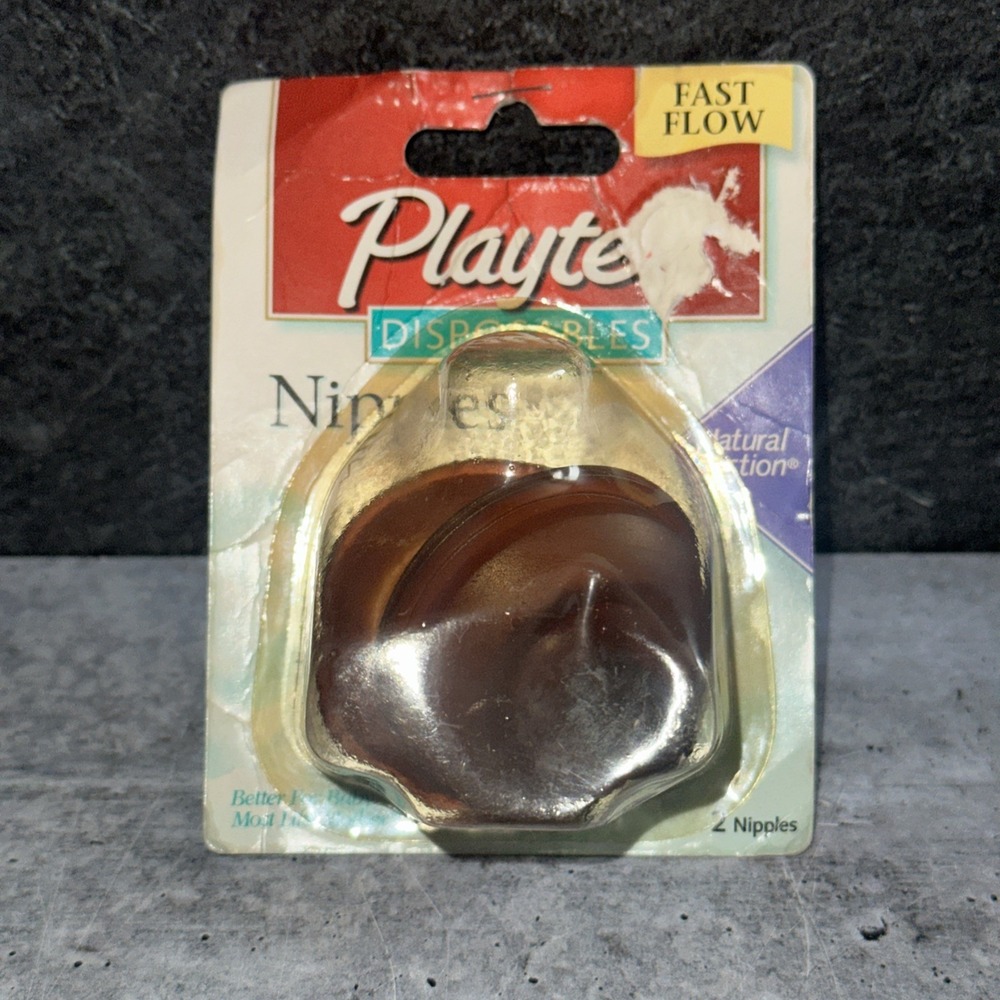 Vintage Playtex Natural Action Flat Top Latex Baby Bottle Nipples Fast Flow  (A)
